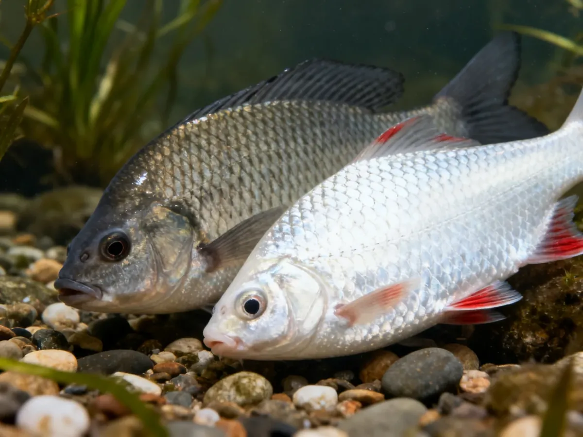 Leszcz i krąp ukazujące różnice w łuskach, śluzie i kolorze płetw