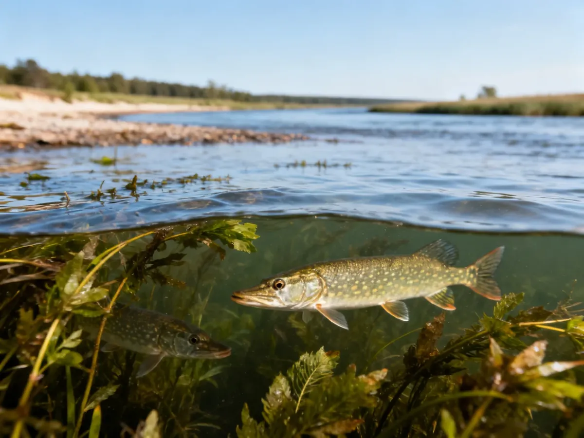 Okoń i szczupak w płytkich wodach bałtyckiej zatoki